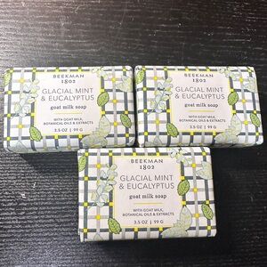 (3) Beekman 1802 Goat Milk Body Soap Glacial Mint & Eucalyptus 3.5oz New